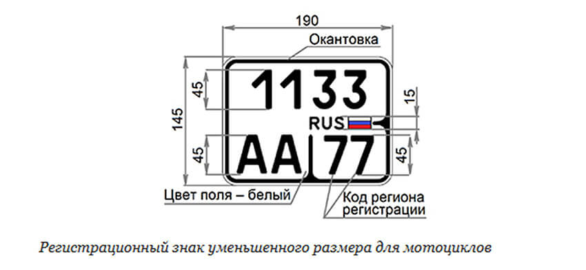 Регистрационный знак уменьшенного размера для мотоциклов