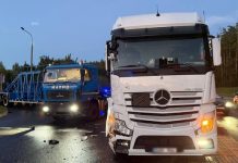 Two trucks collided at an intersection in Minsk. The moment of the accident was captured on video – Auto Online Two trucks collided at an intersection in Minsk. The moment of the accident was captured on video – Auto Online